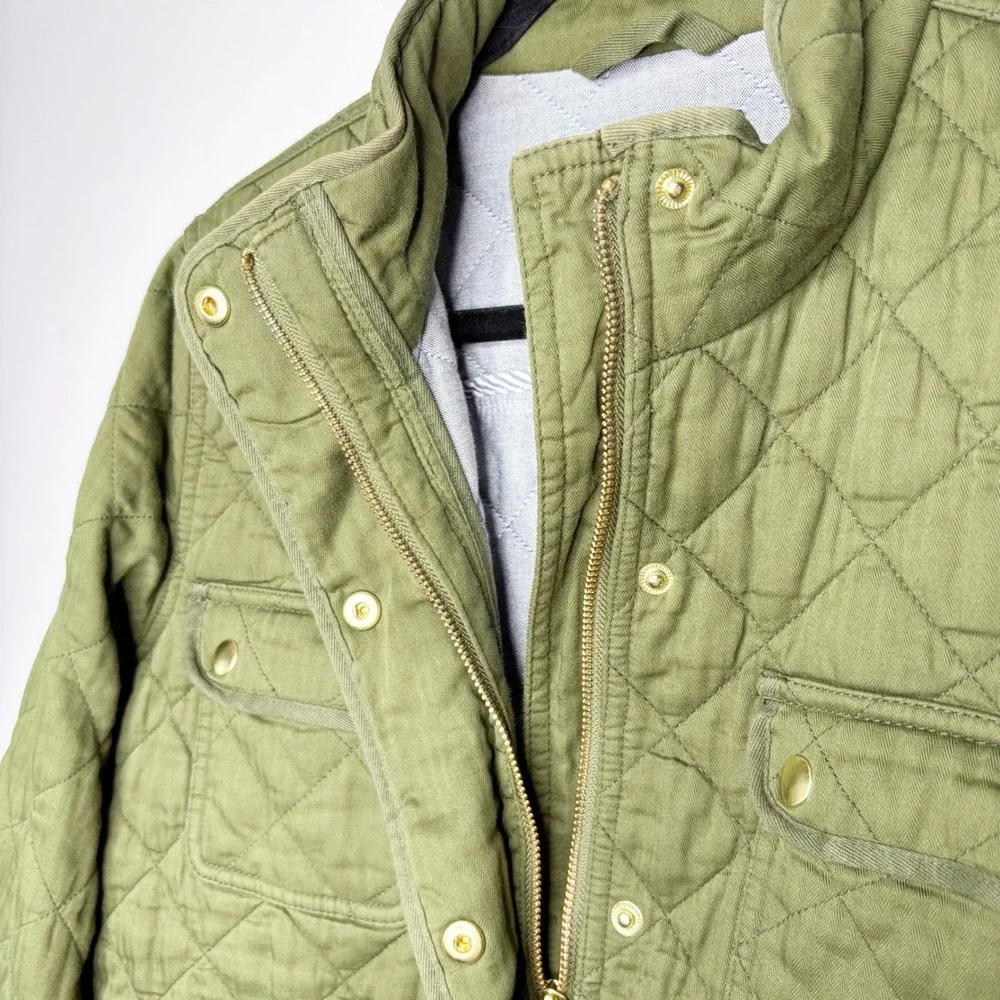 J. Crew Quilted Utility Jacket in Olive Green